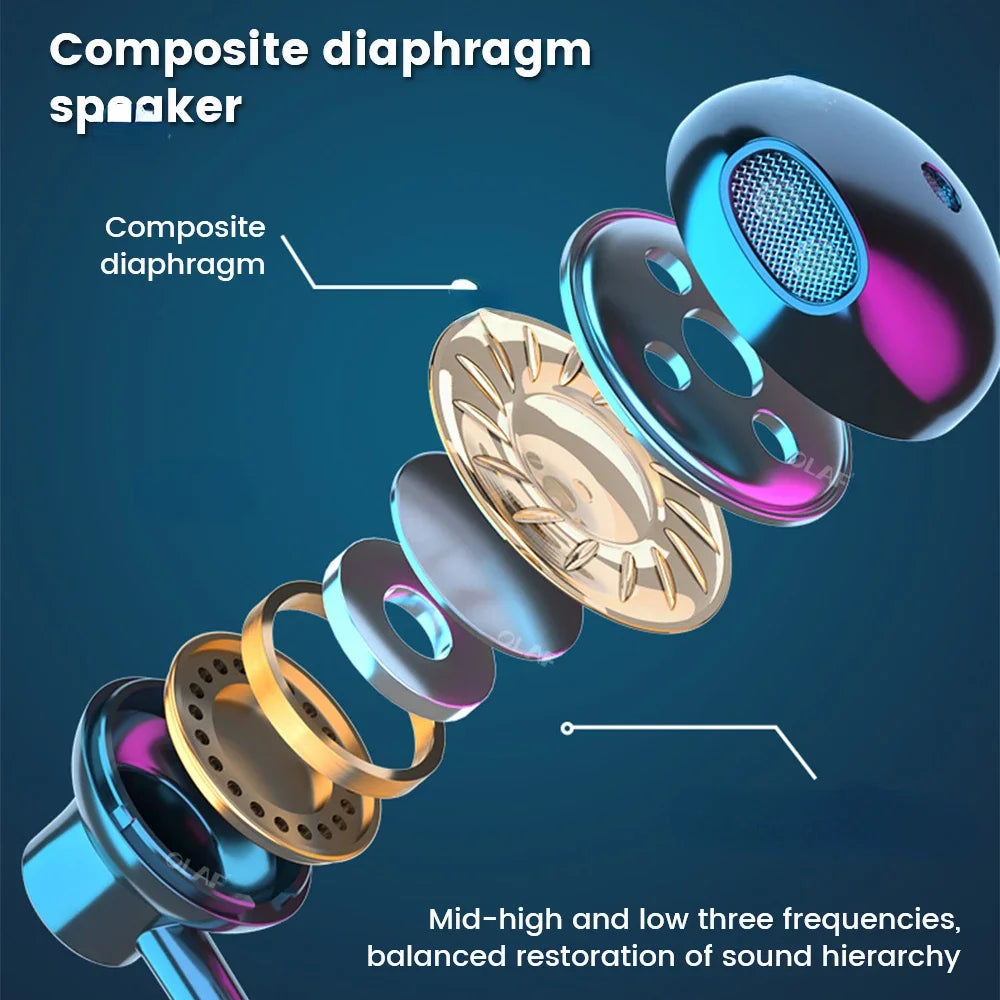 BT5.3 Neckband Earphones LED Display Waterproof