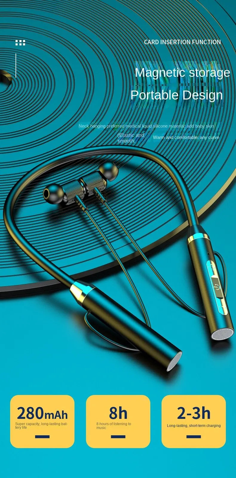9D Magnetic Neckband TWS Earbuds with Mic
