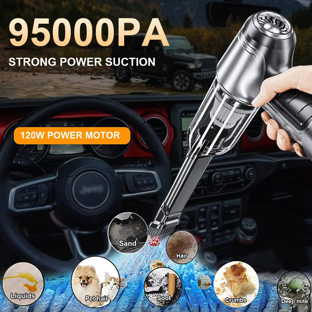 High-Power Wireless Car Vacuum – 95000Pa