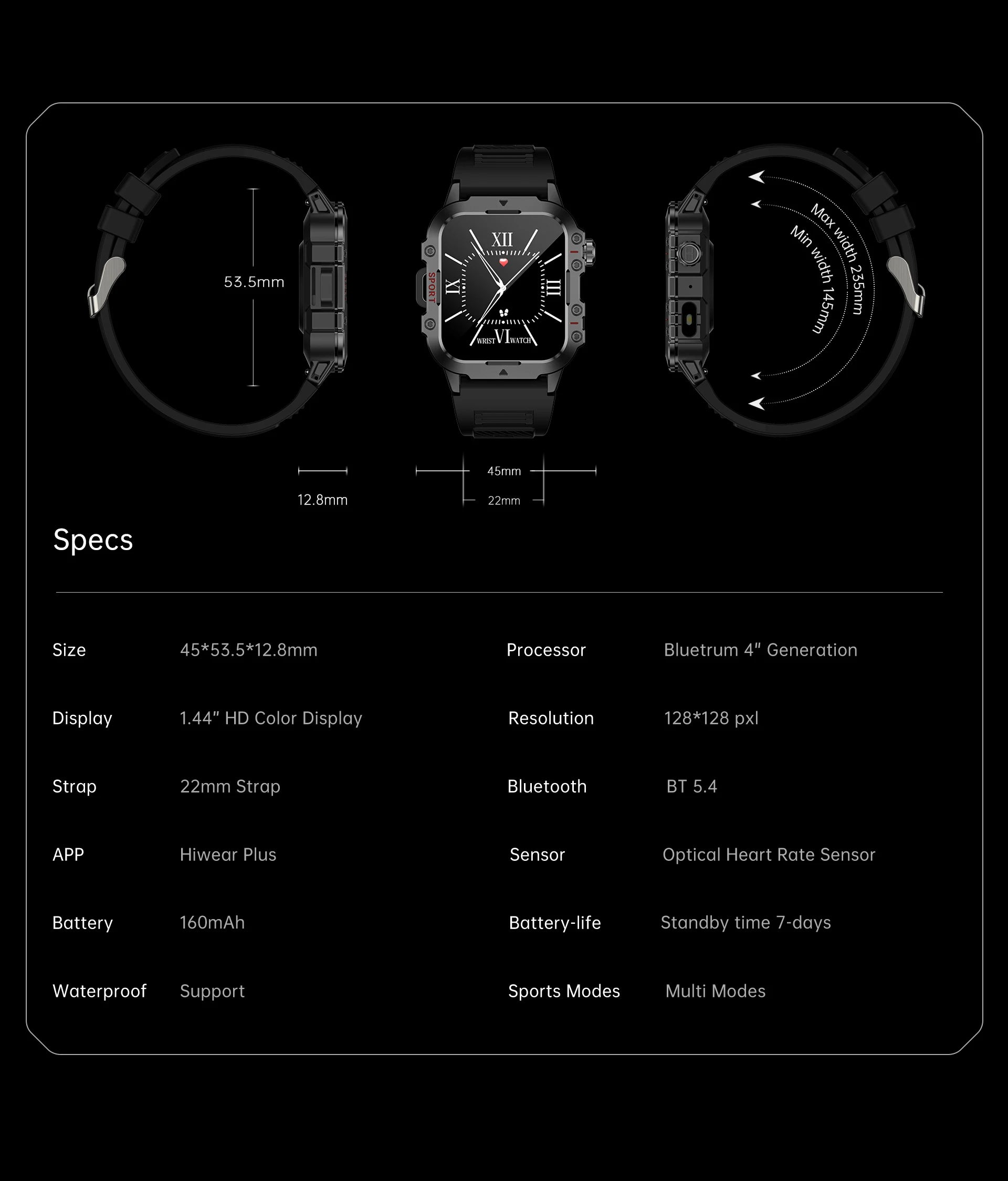 Smart Watch 1.44" – Bluetooth Call & Health