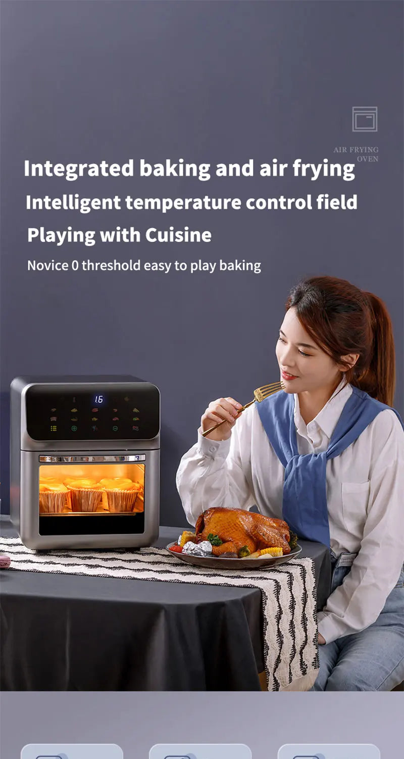 10L Large Capacity Electric Air Fryer with 360° Convection Baking