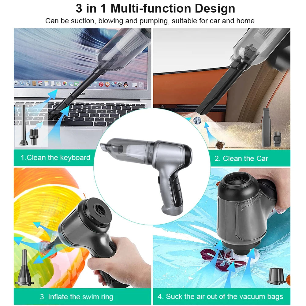High-Power Wireless Car Vacuum – 95000Pa
