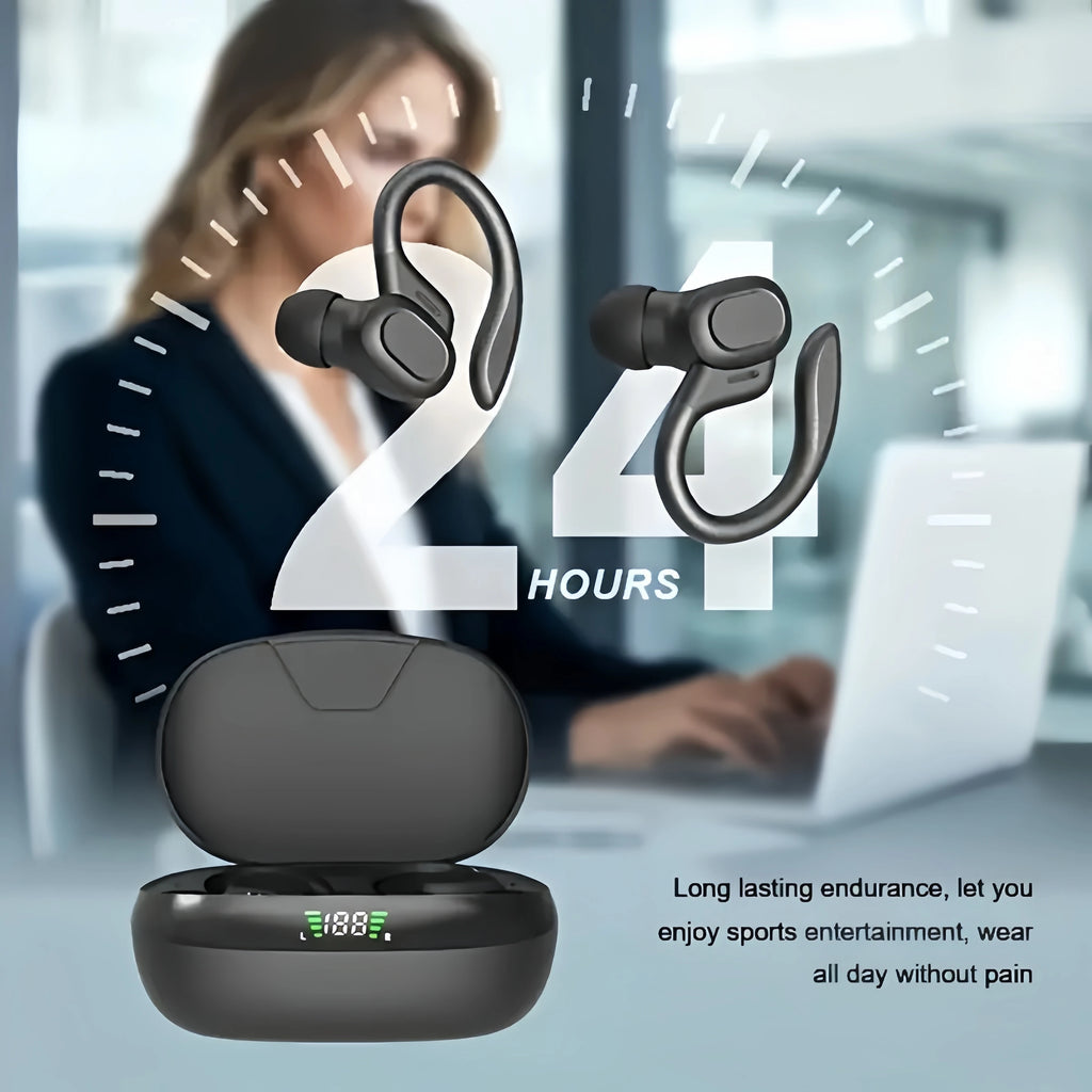 True Wireless Ear Clip Earbuds LED Display