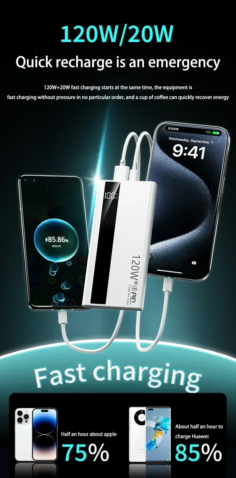 Power Bank 500000mAh 120W Fast Charging