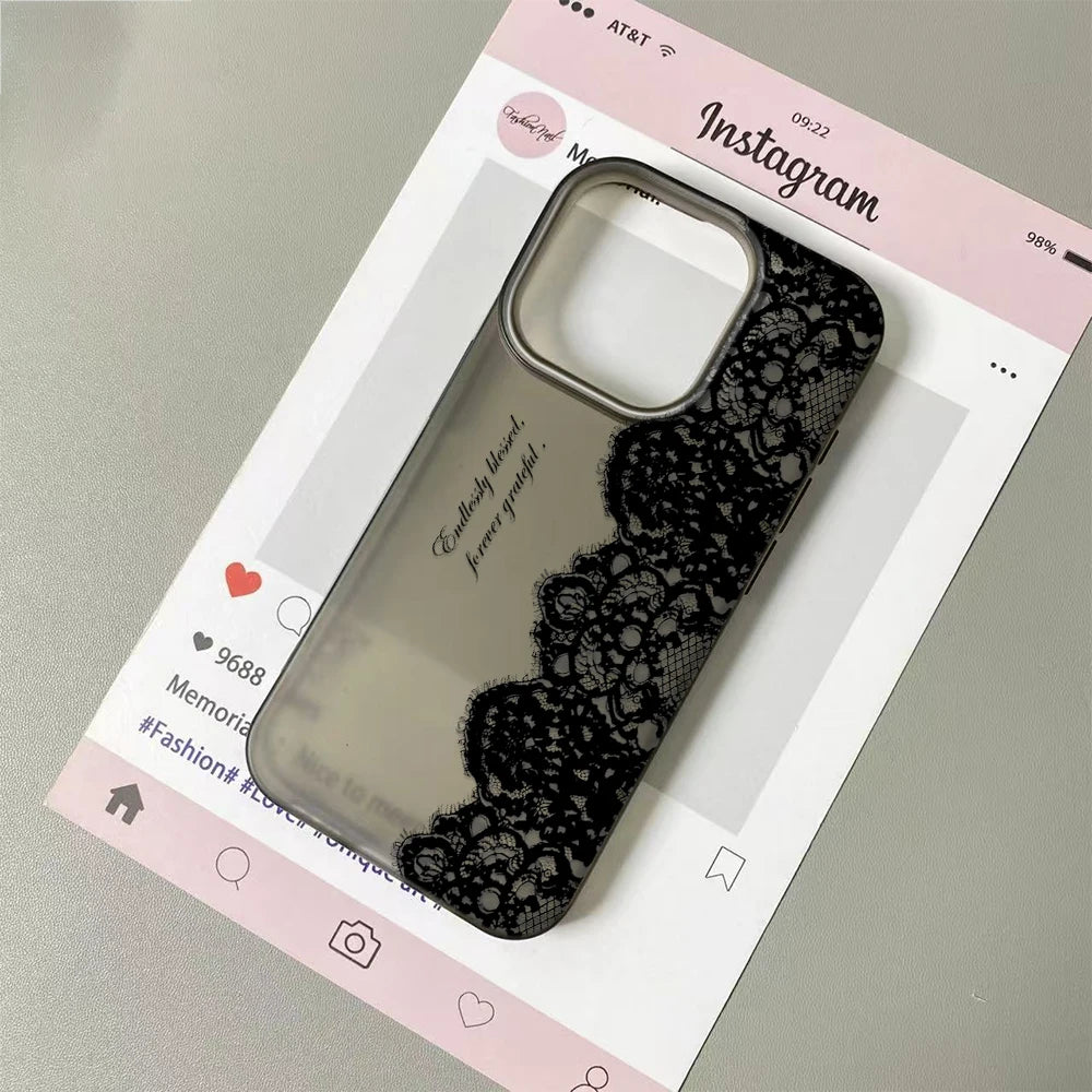 Black Lace Letter Case – Multi iPhone
