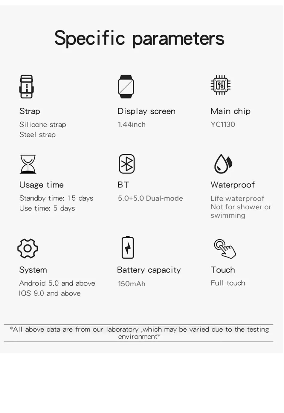 Smart Watch 1.44" – Bluetooth & Magnetic Charge