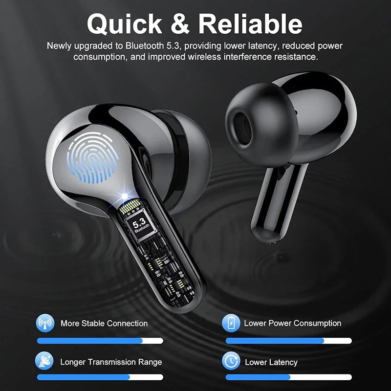 BT5.3 HiFi ENC Earbuds 48H LED IP7 Waterproof