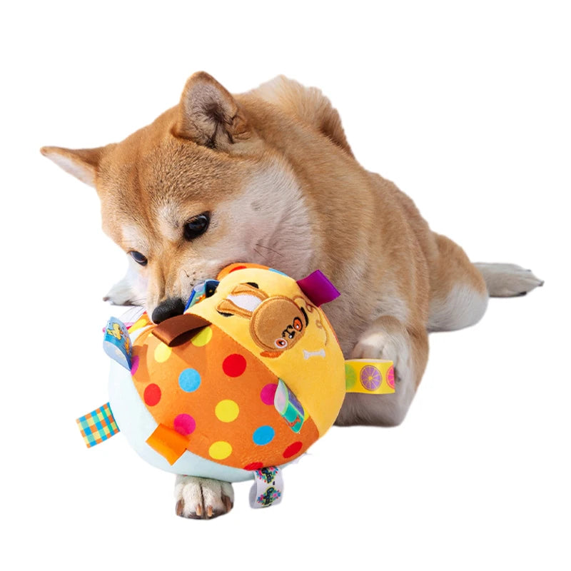 Interactive Plush Ball Dog Toy with Bells