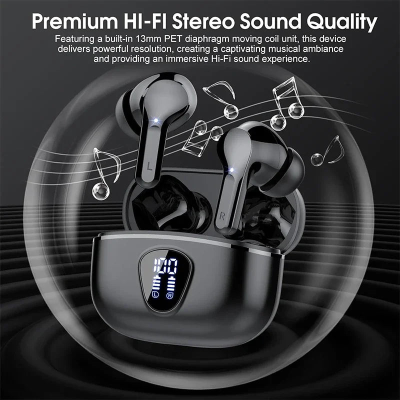 BT5.3 HiFi ENC Earbuds 48H LED IP7 Waterproof