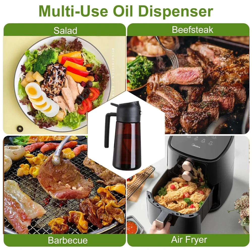 2-in-1 Glass Olive Oil Dispenser & Sprayer