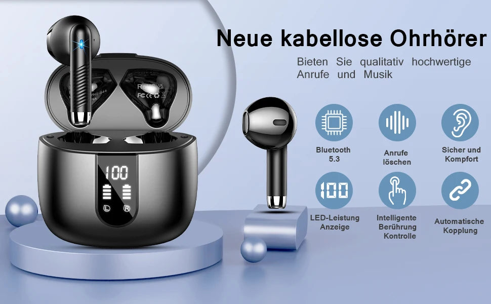 HE050A BT5.3 ENC Earbuds 40H LED IP7 Waterproof