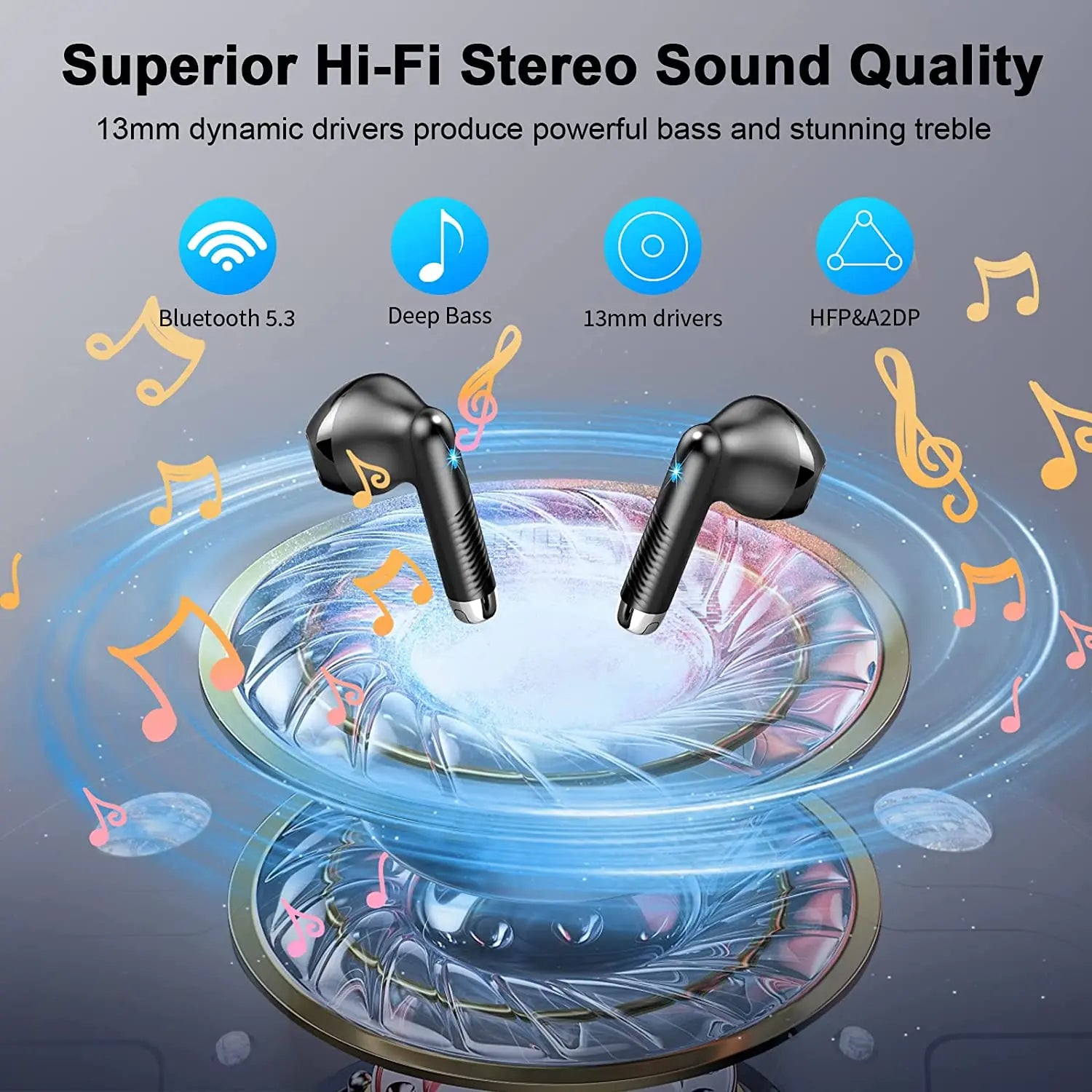 HE050A BT5.3 ENC Earbuds 40H LED IP7 Waterproof