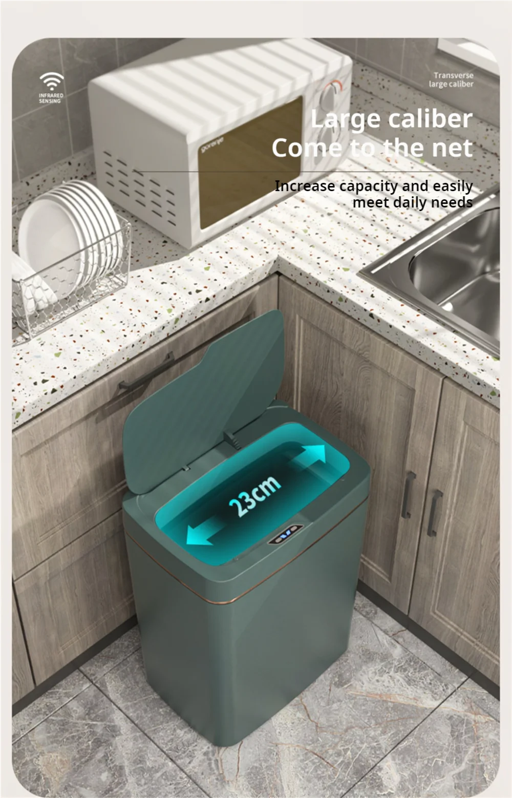15L Smart Sensor Trash Can with Auto Bagging