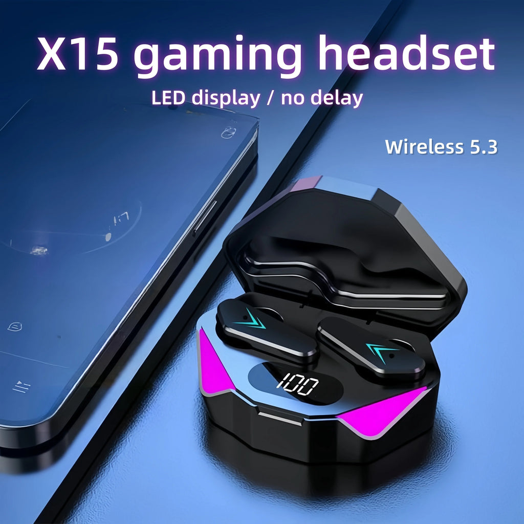 X15 Gaming TWS Earbuds Noise Cancelling LED