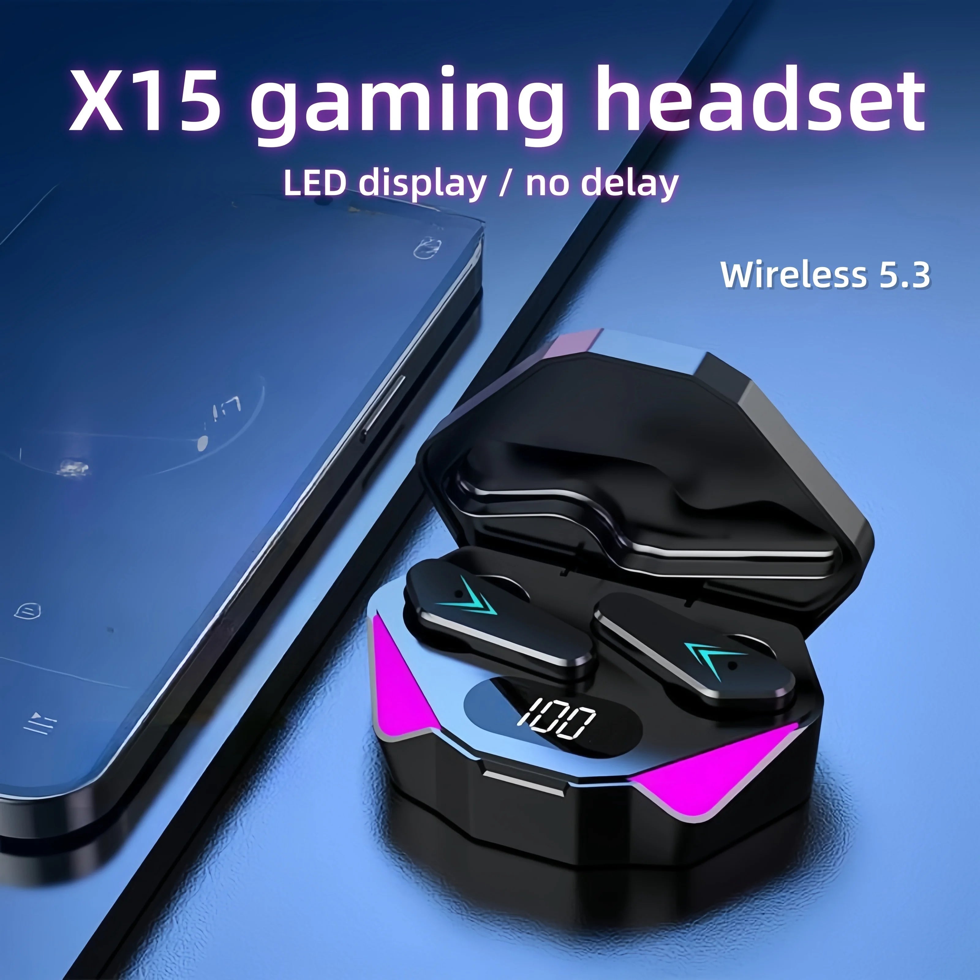 X15 Gaming TWS Earbuds Noise Cancelling LED