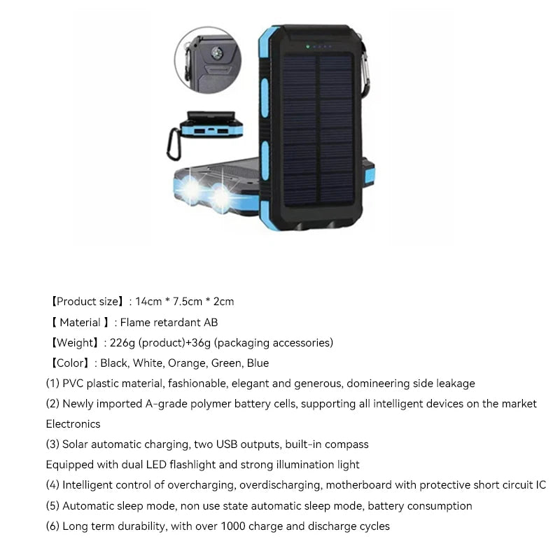 Solar Power Bank 80000mAh – Fast Charging