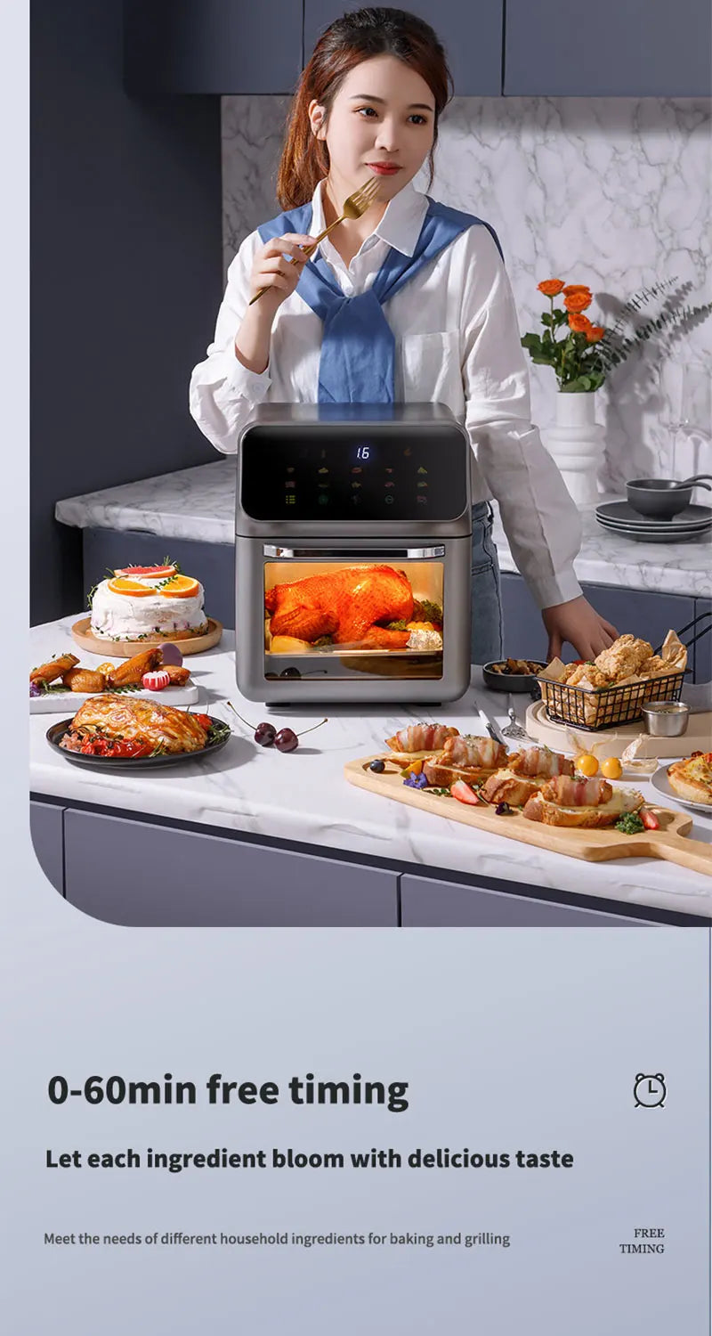 10L Large Capacity Electric Air Fryer with 360° Convection Baking