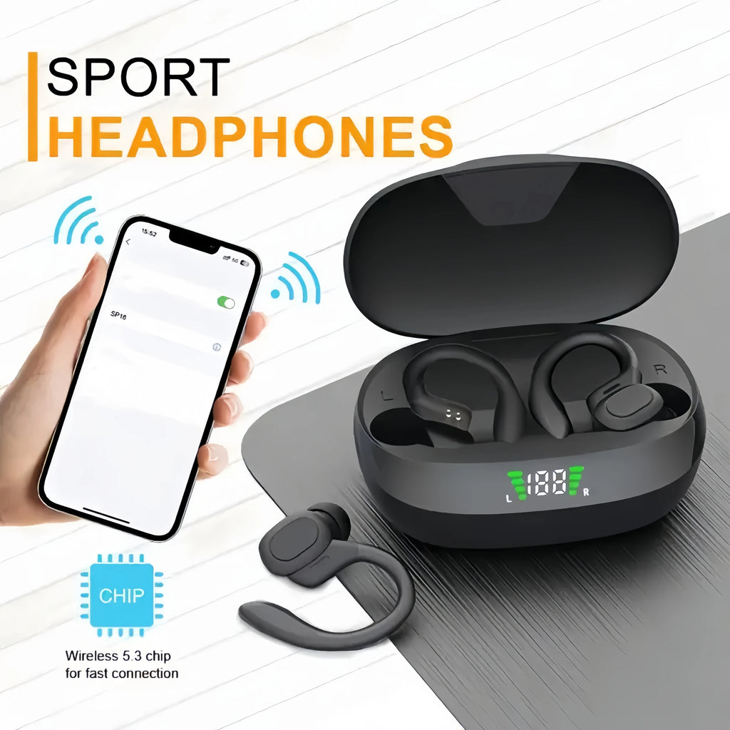 True Wireless Ear Clip Earbuds LED Display