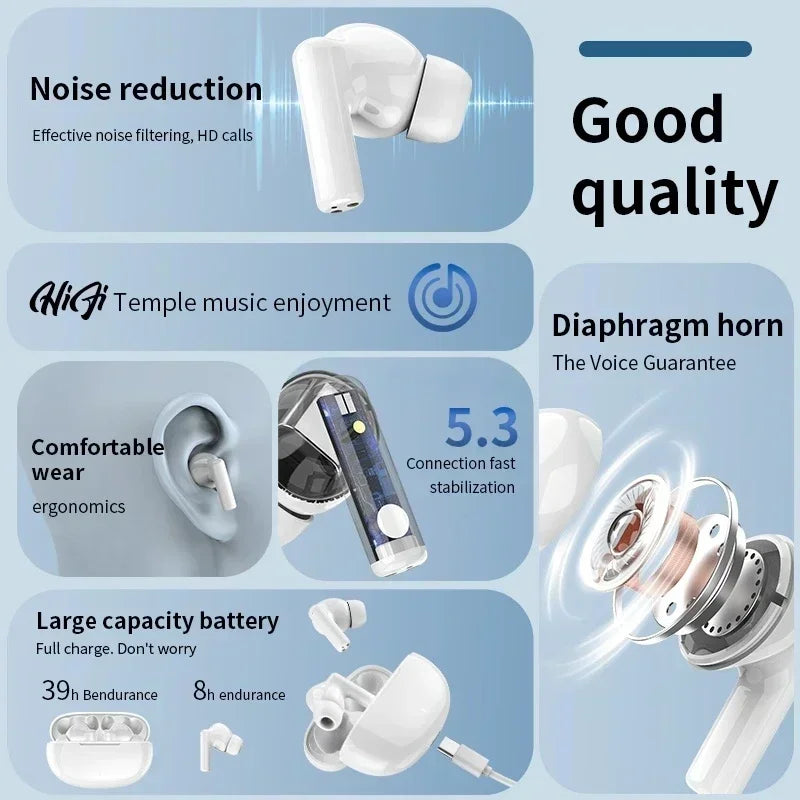 Noise Cancelling Wireless Earbuds with Mic