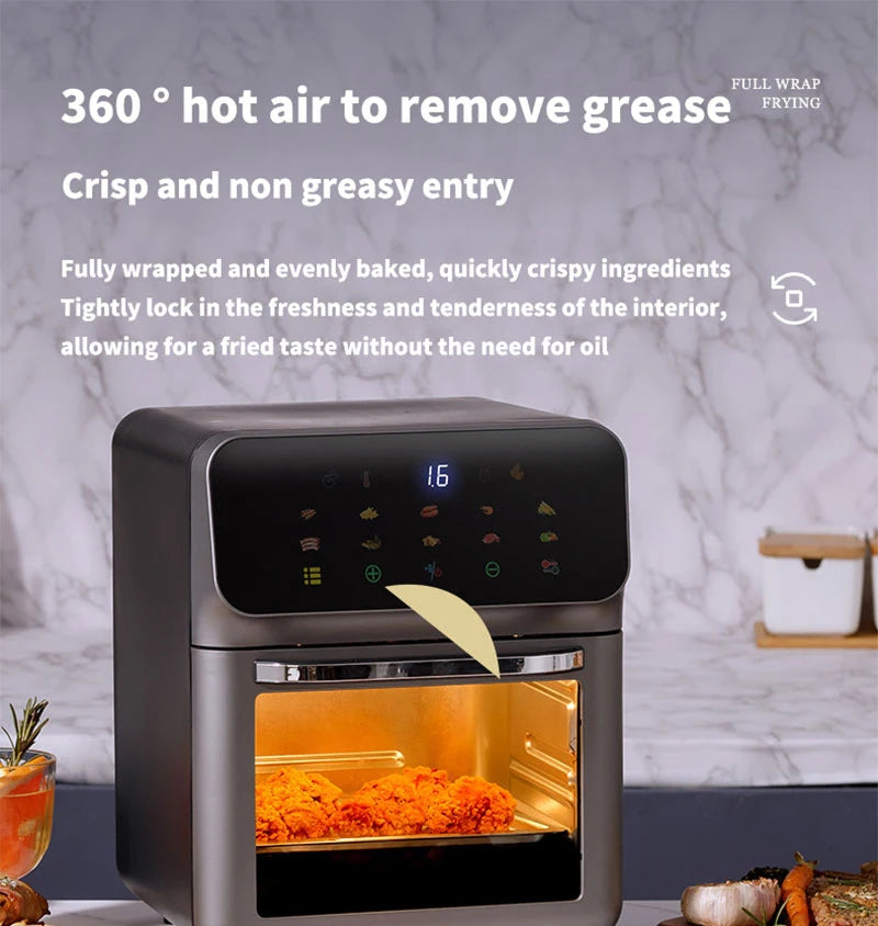 10L Large Capacity Electric Air Fryer with 360° Convection Baking