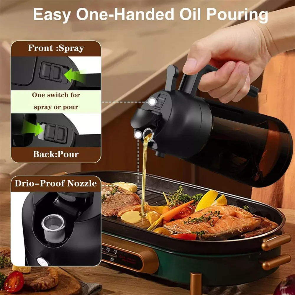 2-in-1 Glass Olive Oil Dispenser & Sprayer