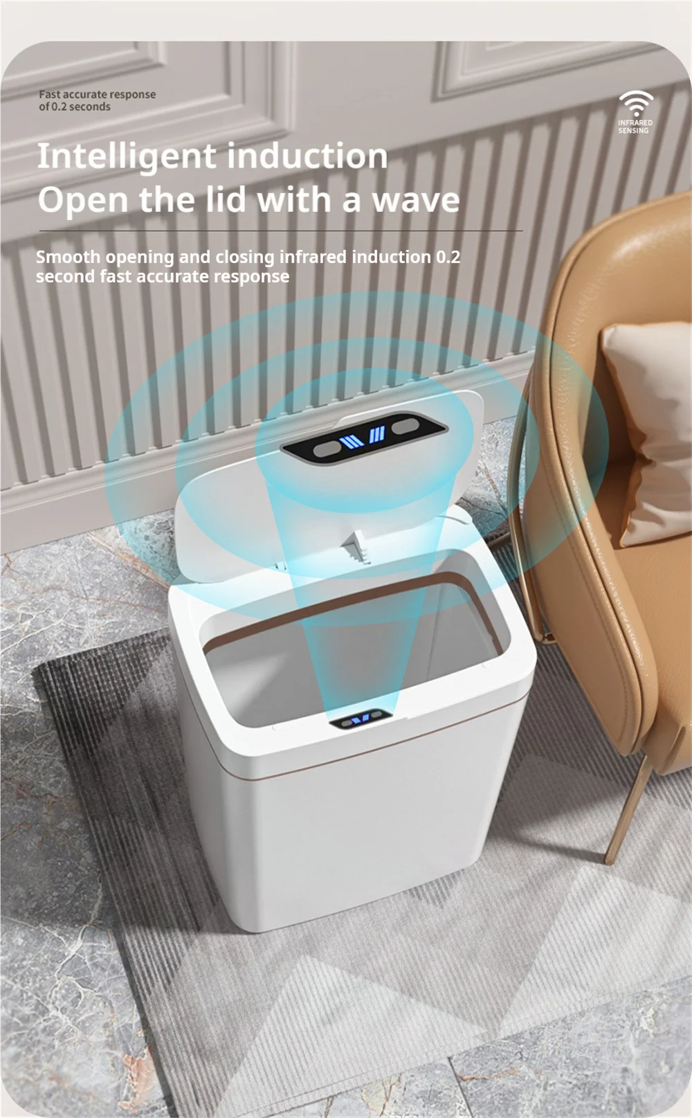 15L Smart Sensor Trash Can with Auto Bagging