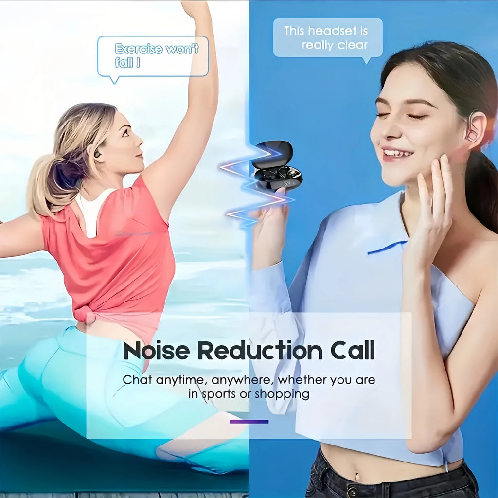 True Wireless Ear Clip Earbuds LED Display