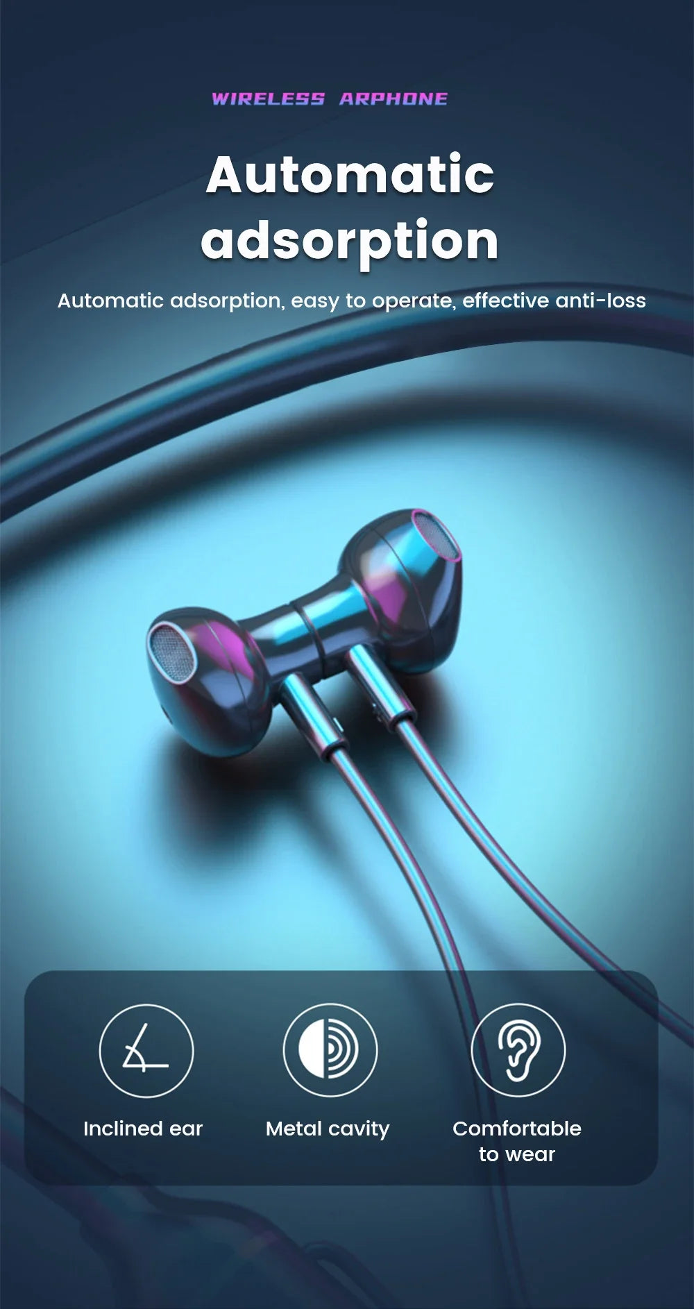 BT5.3 Neckband Earphones LED Display Waterproof