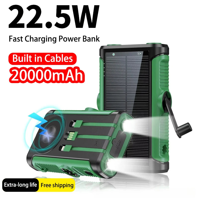 Solar Power Bank 20000mAh 22.5W – Hand Crank