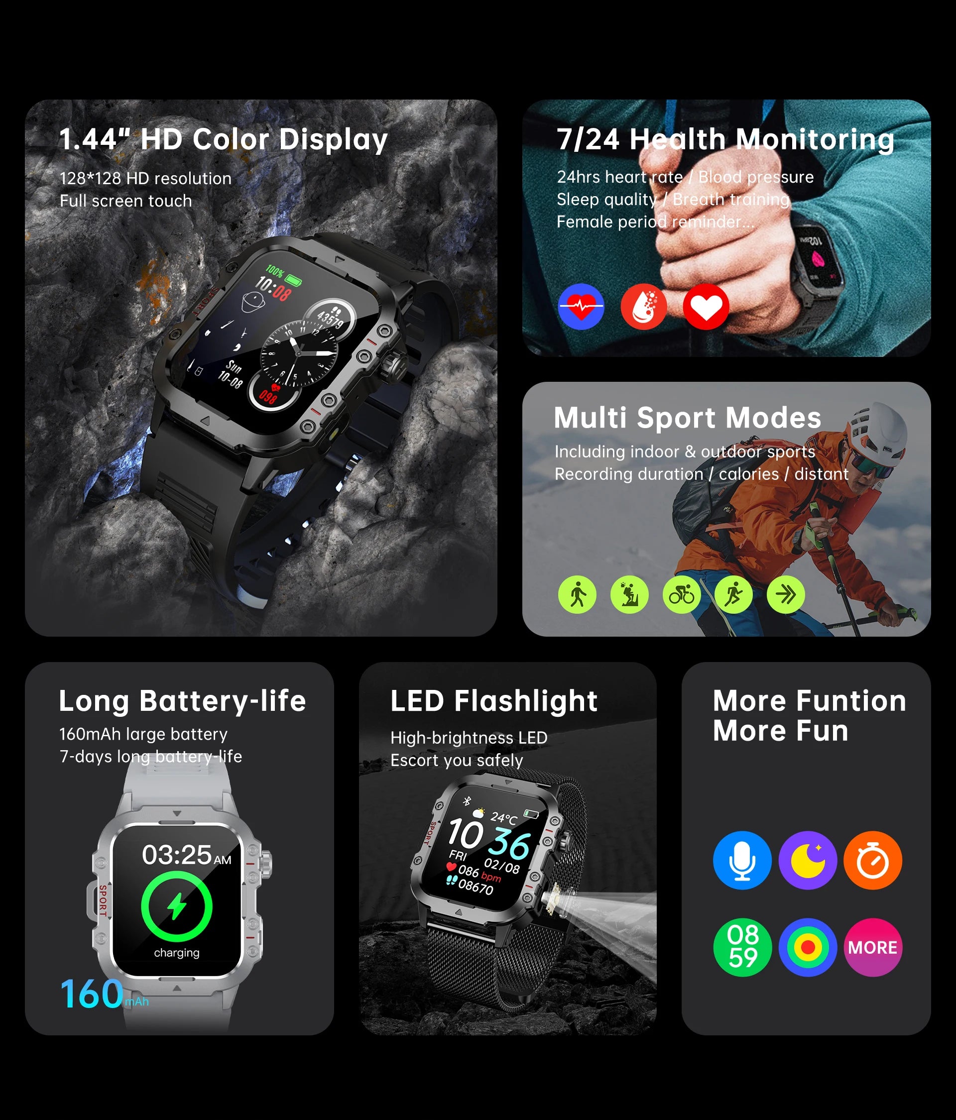 Smart Watch 1.44" – Bluetooth Call & Health