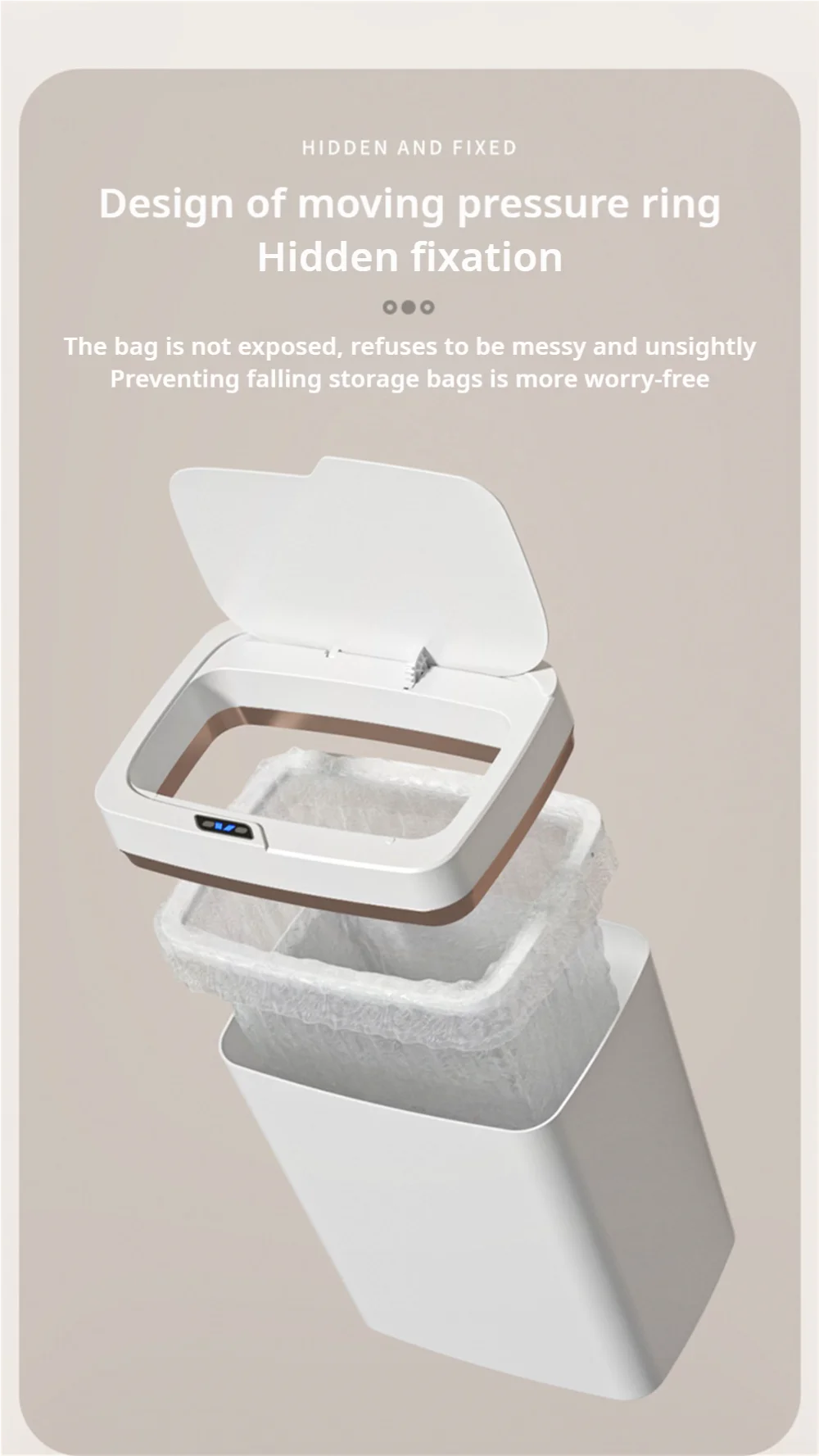 15L Smart Sensor Trash Can with Auto Bagging