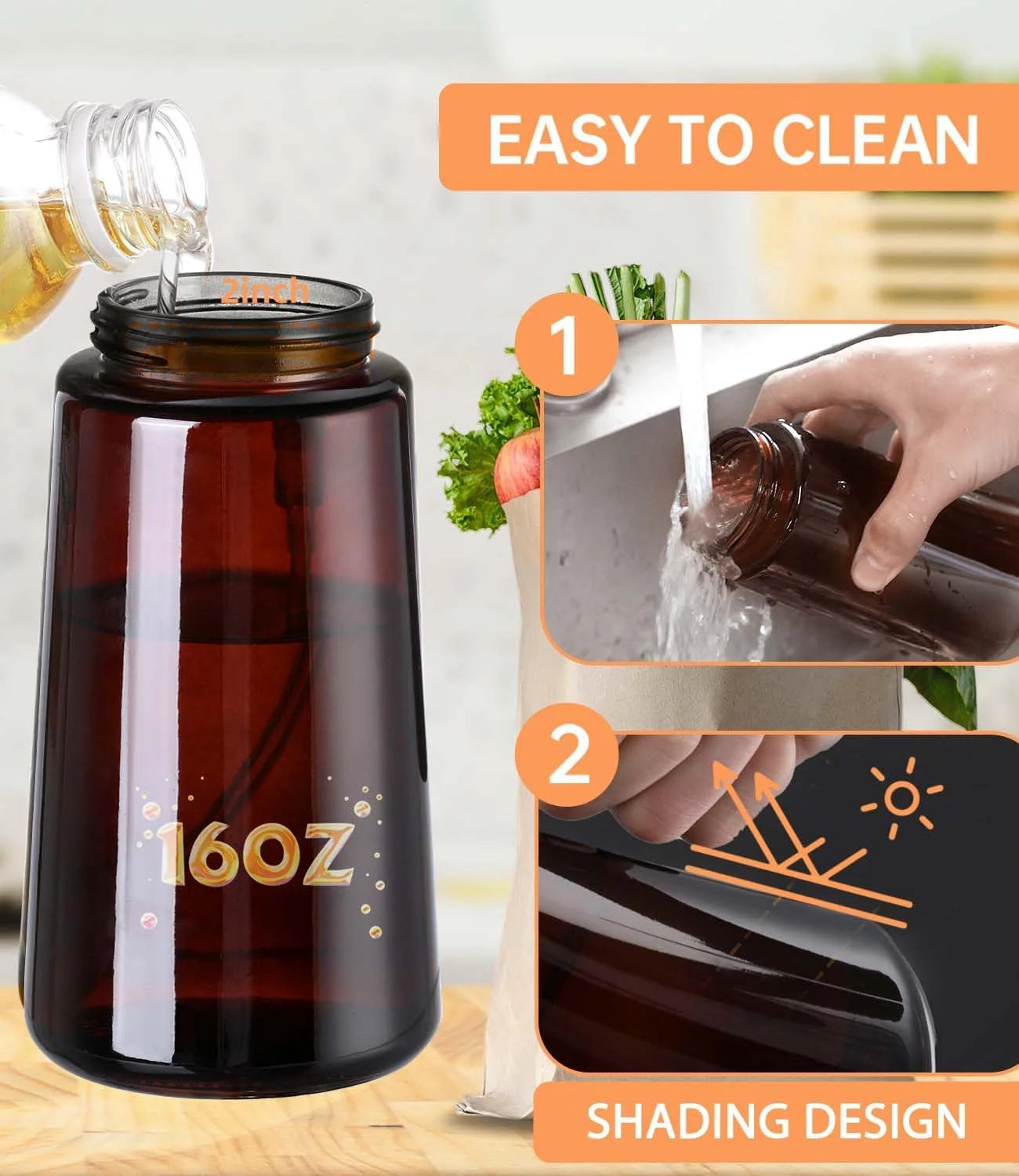 2-in-1 Glass Olive Oil Dispenser & Sprayer