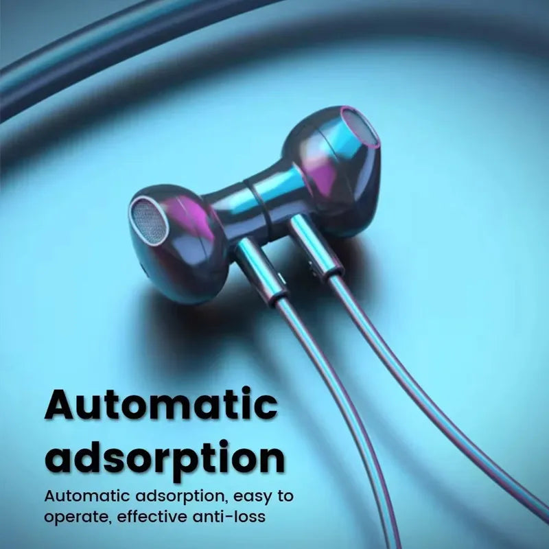 BT5.3 Neckband Earphones LED Display Waterproof