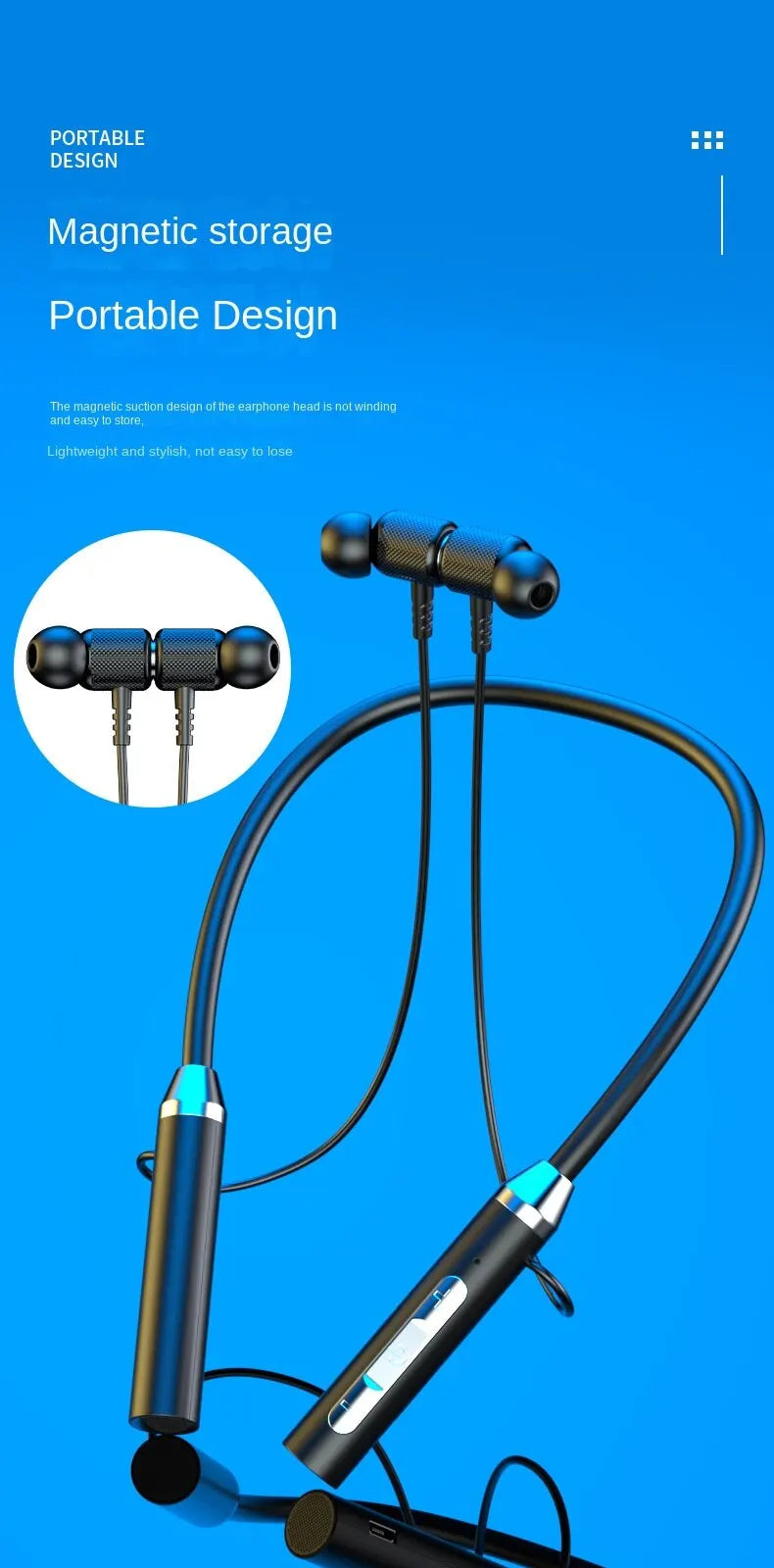 9D Magnetic Neckband TWS Earbuds with Mic