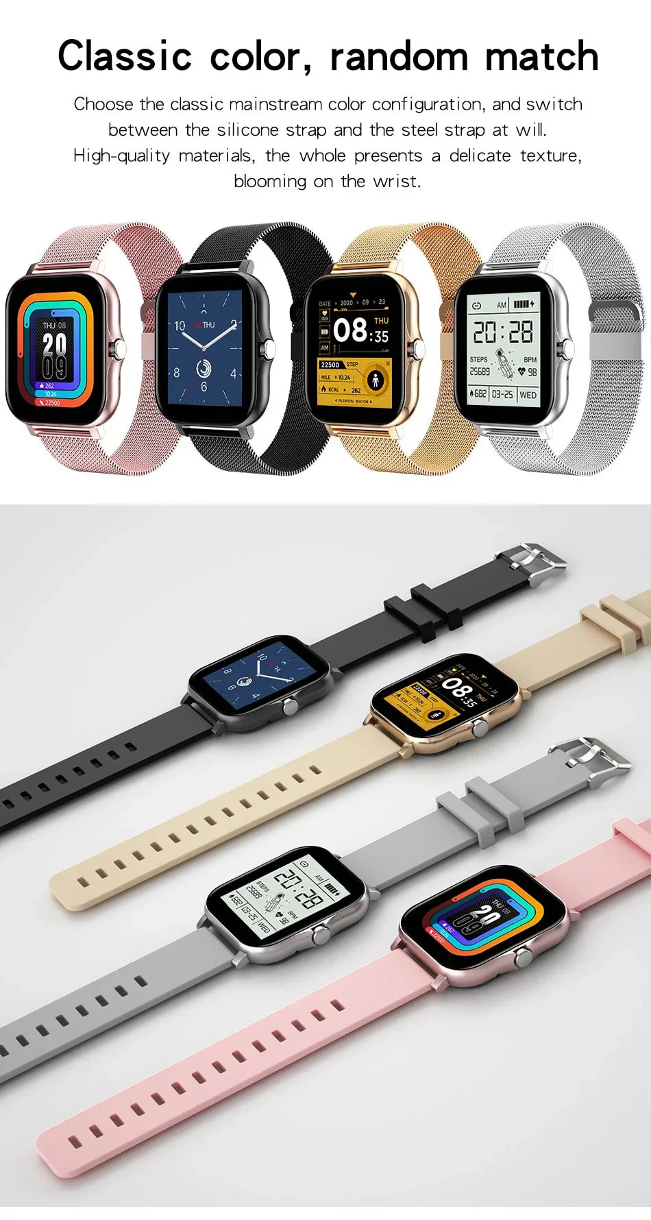 Smart Watch 1.44" – Bluetooth & Magnetic Charge