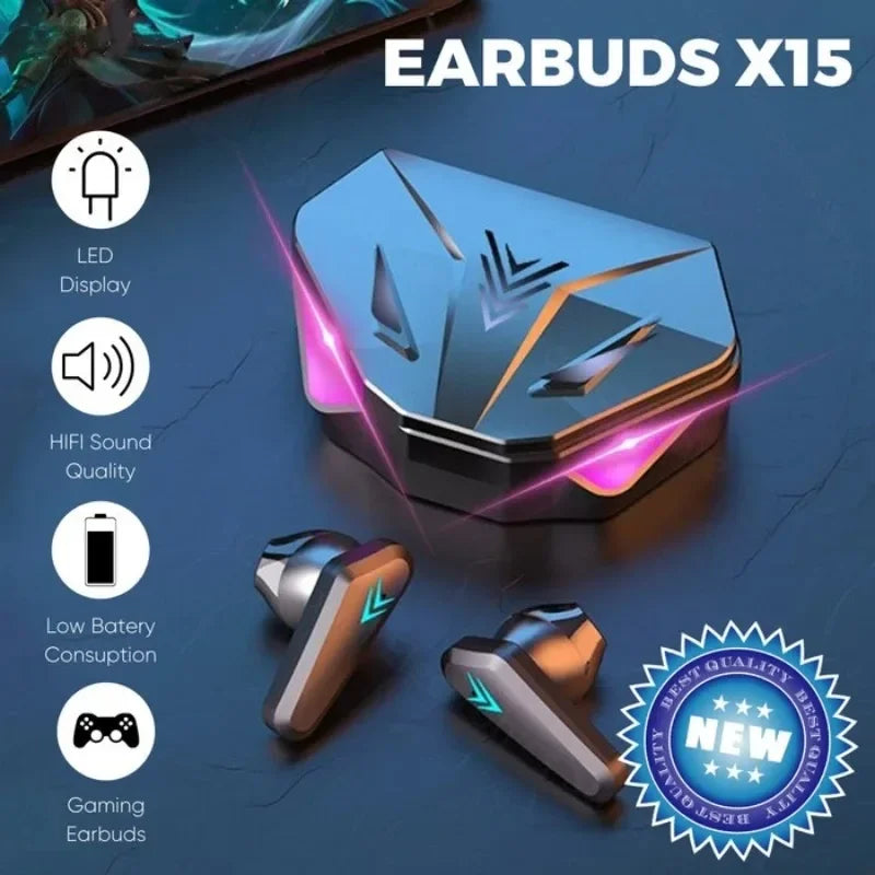X15 Gaming TWS Earbuds Noise Cancelling LED