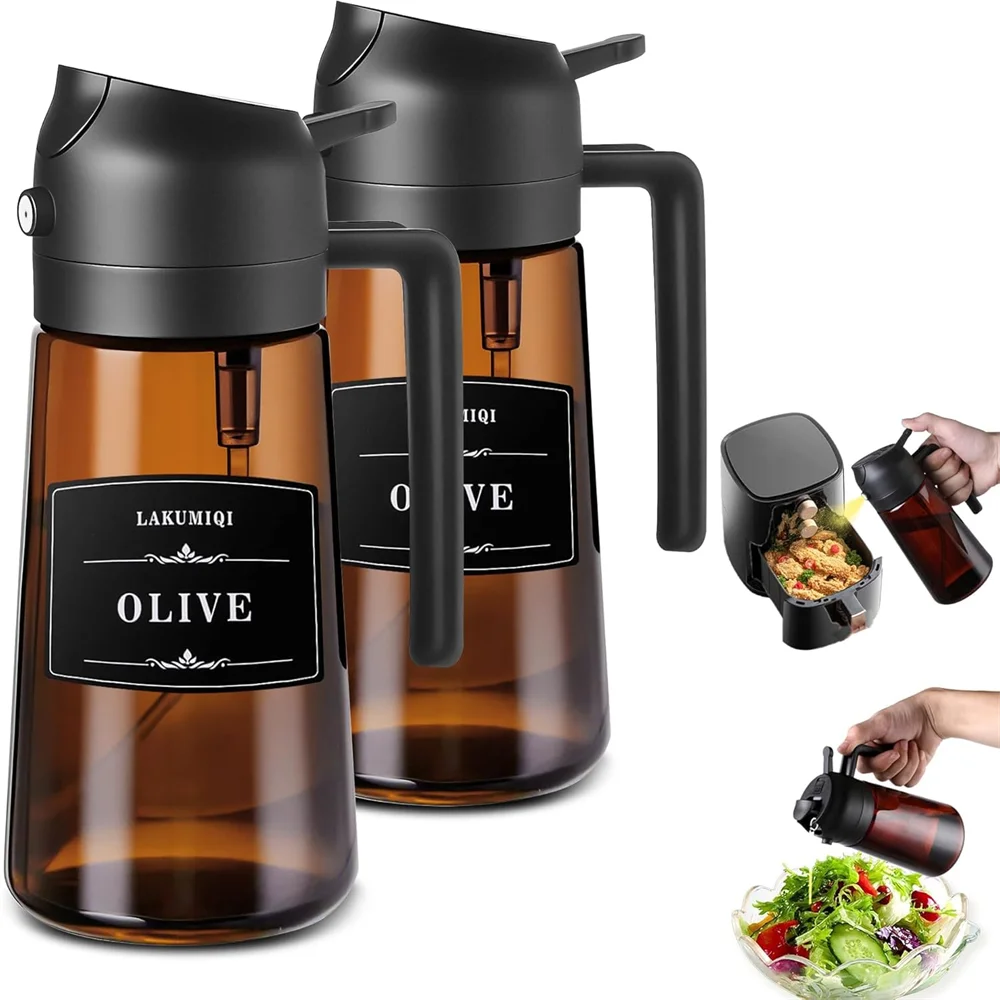 2-in-1 Glass Olive Oil Dispenser & Sprayer