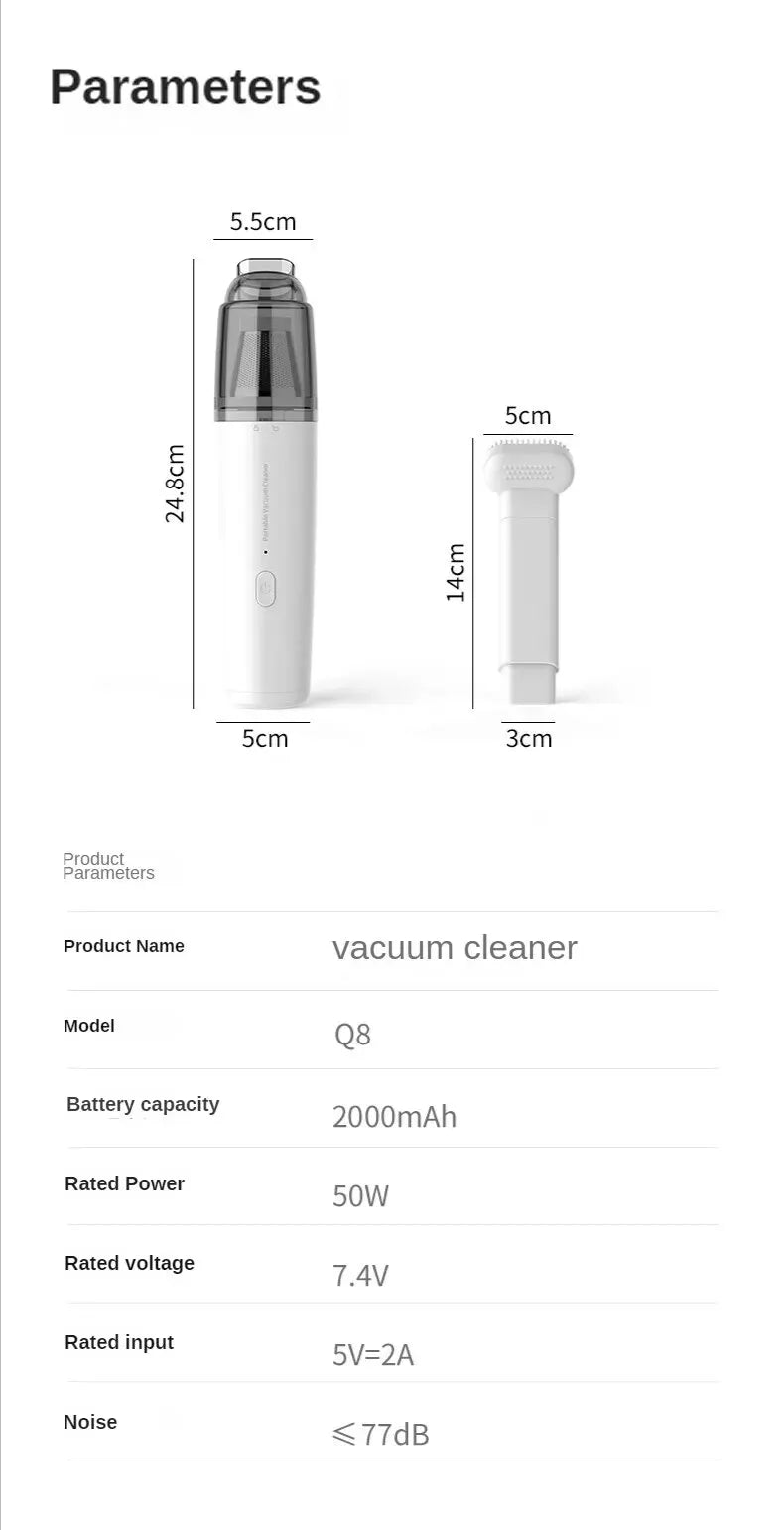 Rechargeable Handheld Car Vacuum – 6000Pa