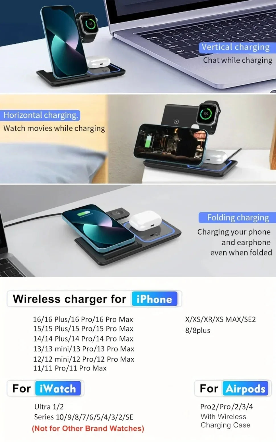 3-in-1 Foldable Wireless Charging Station