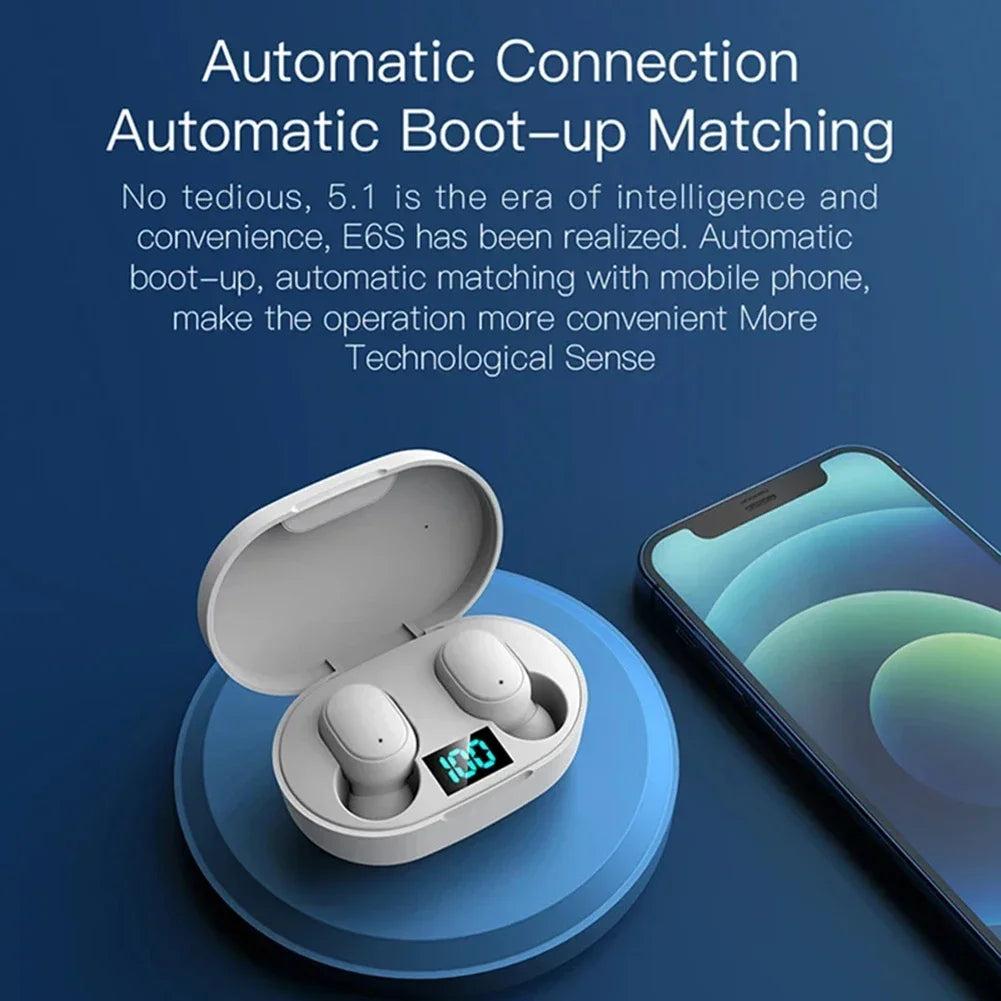 E6S Noise Cancelling Earbuds LED Charging Case