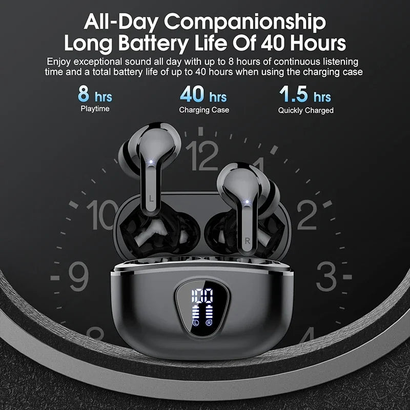 BT5.3 HiFi ENC Earbuds 48H LED IP7 Waterproof