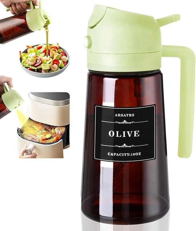 2-in-1 Glass Olive Oil Dispenser & Sprayer