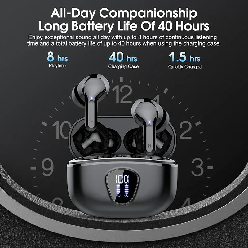 BT5.3 HiFi ENC Earbuds 48H LED IP7 Waterproof
