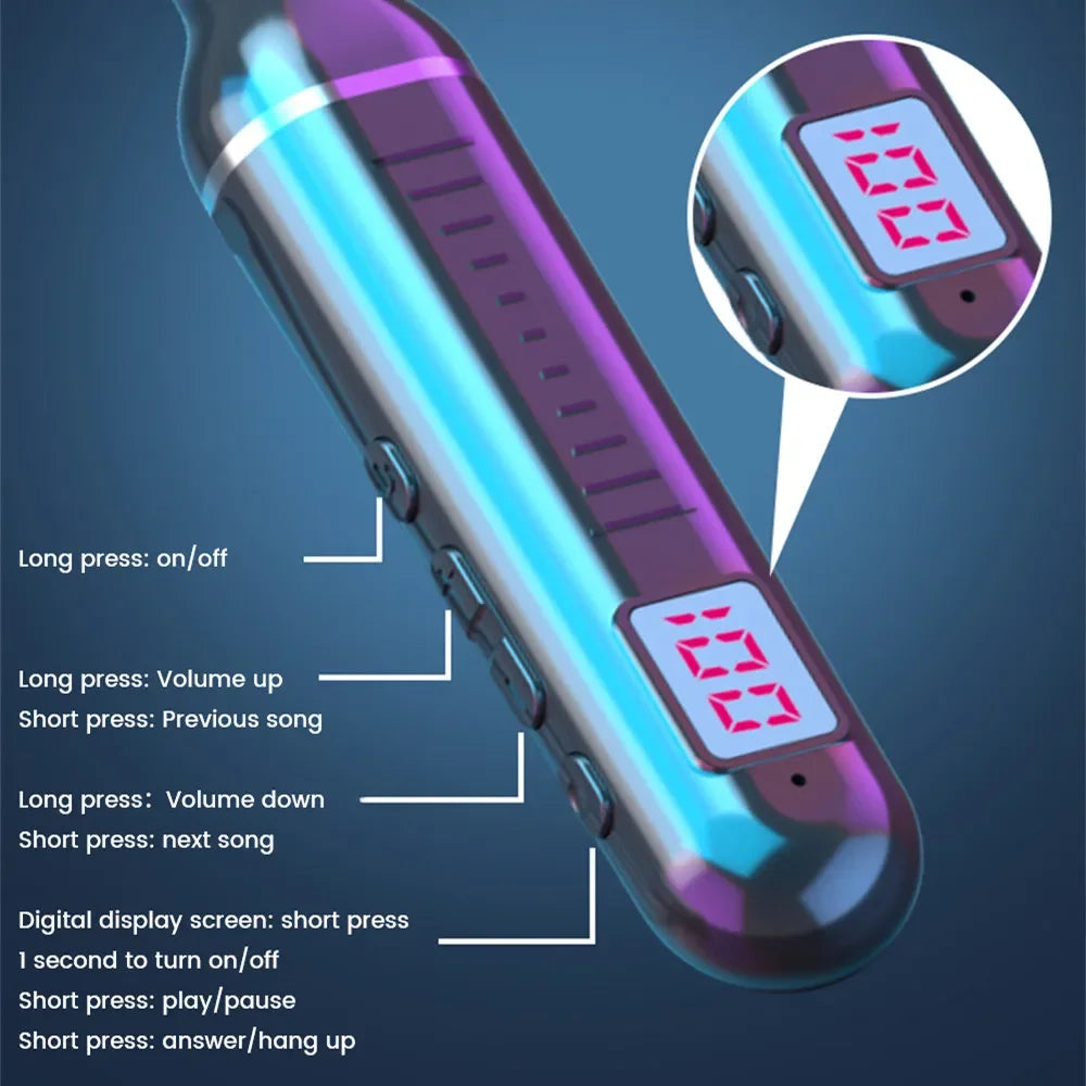 BT5.3 Neckband Earphones LED Display Waterproof