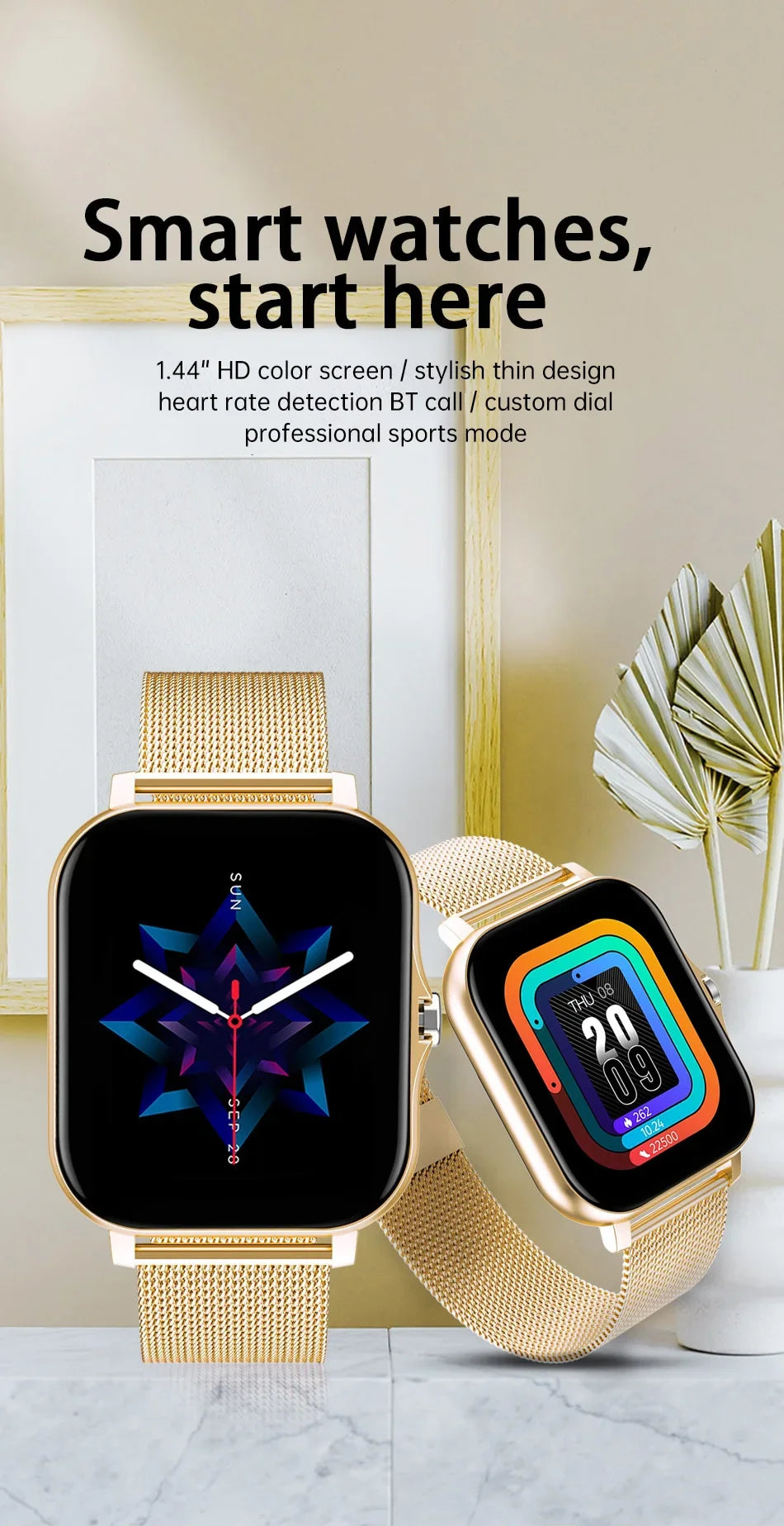 Smart Watch 1.44" – Bluetooth & Magnetic Charge