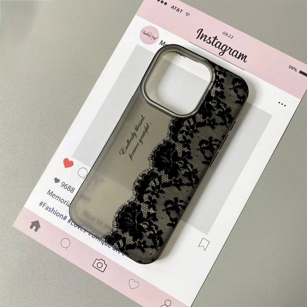 Black Lace Letter Case – Multi iPhone