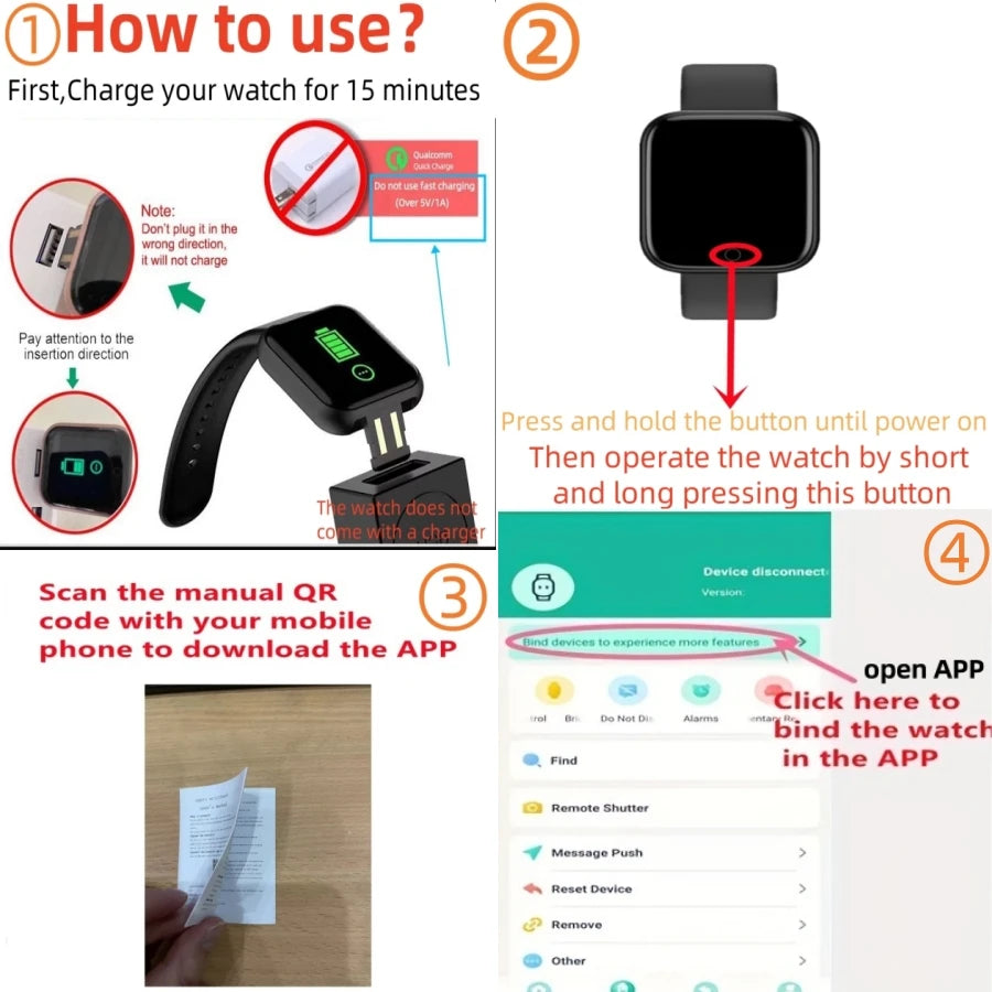 Smart Watch – Bluetooth Fitness & Sleep Monitor