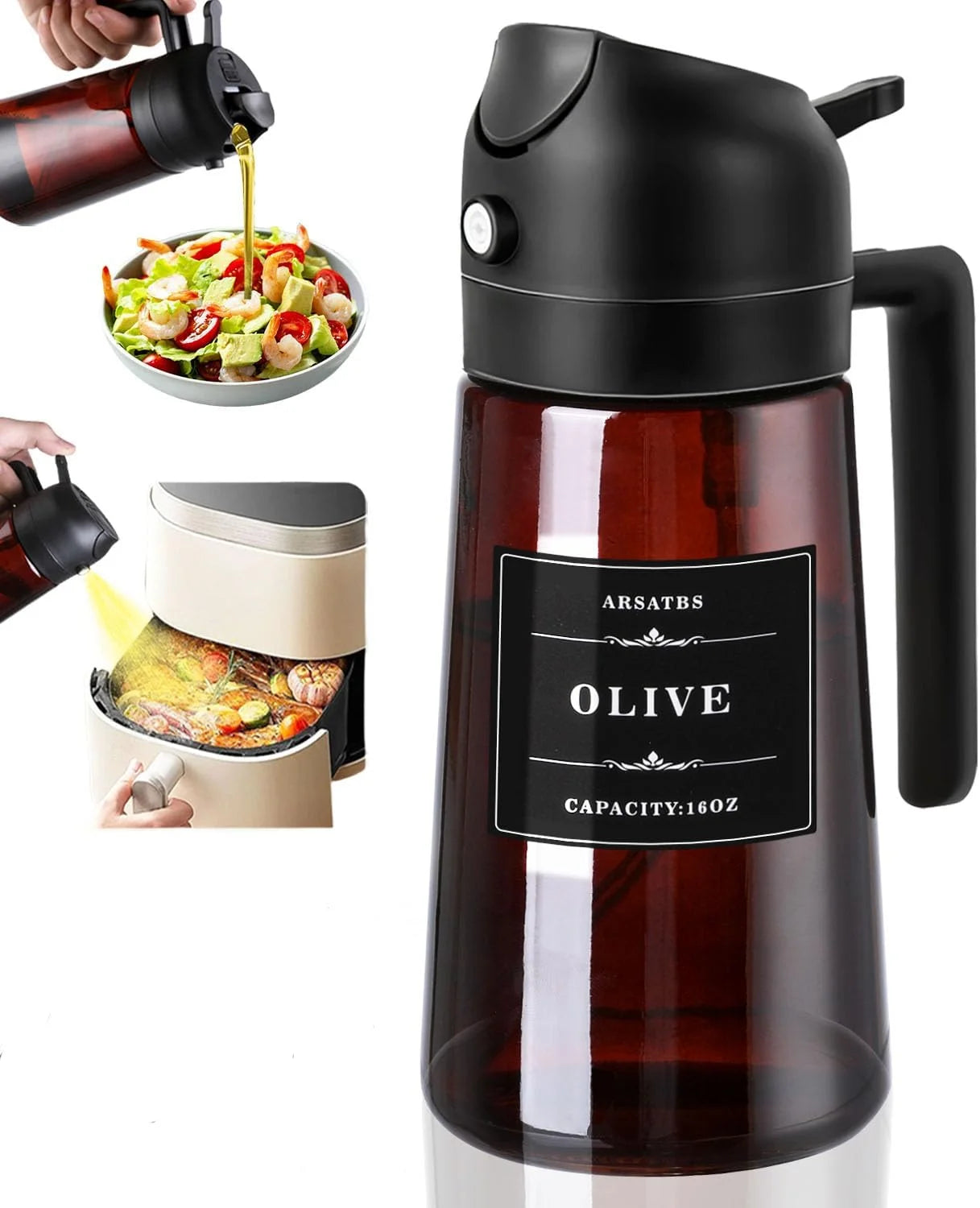 2-in-1 Glass Olive Oil Dispenser & Sprayer