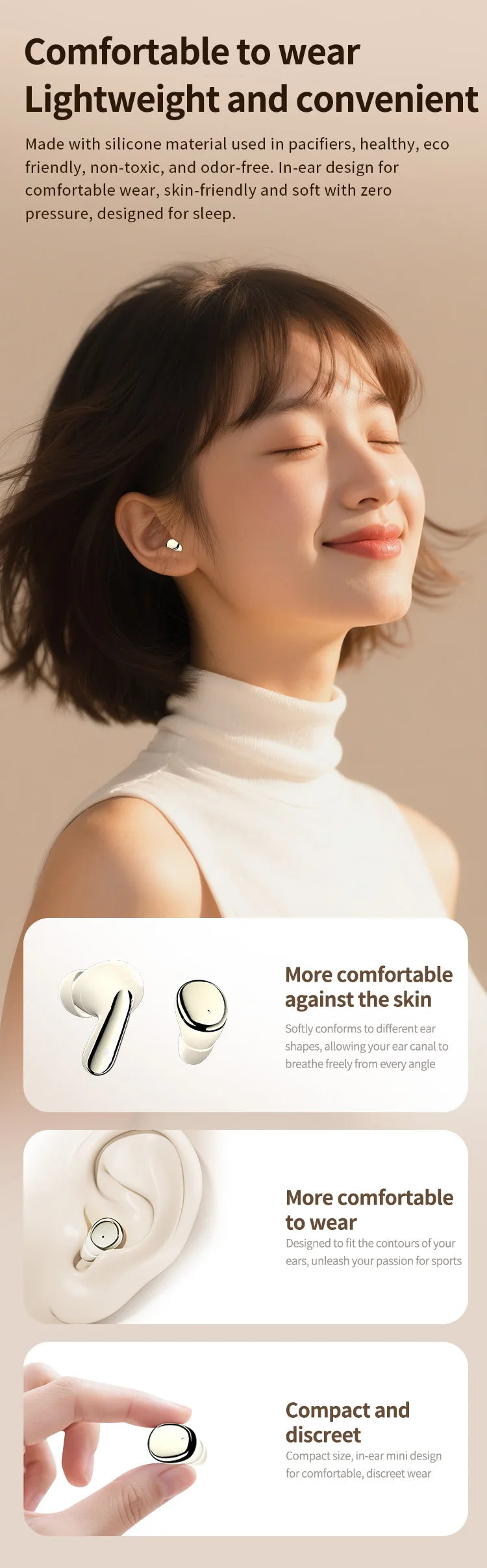 Mini Sleep & Sport Earbuds 30H Playtime (2-Pack)